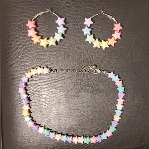 Rainbow Star Necklace and Earrings set